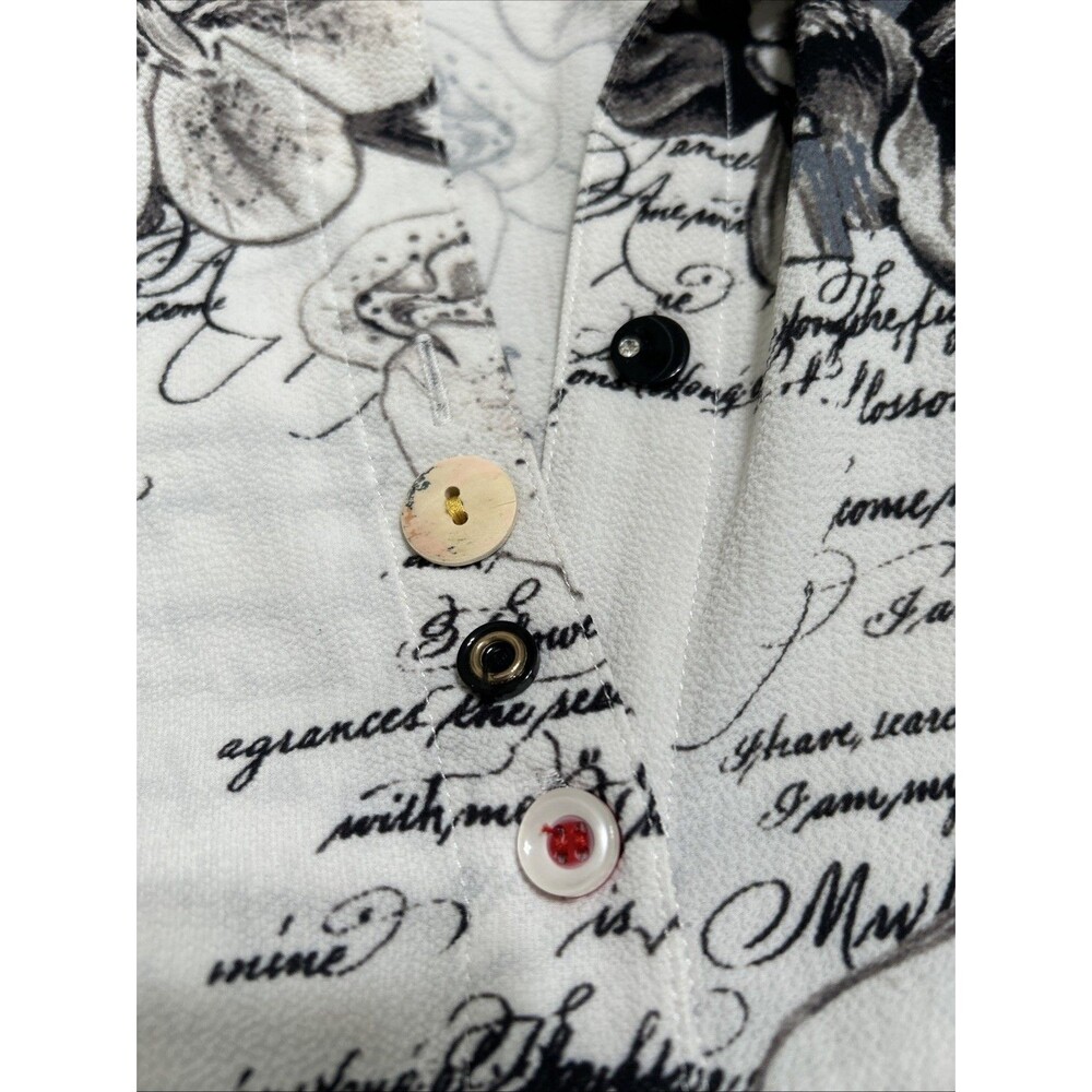 Mishca Floral Script Print Blouse Size Large - Picture 5 of 9